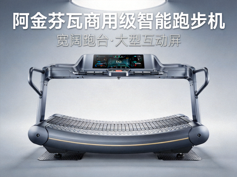 阿金芬瓦商用级智能跑步机，拥有宽阔跑台和大型互动显示屏